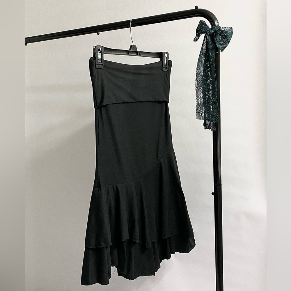 Asymmetrical Black Mini Dress